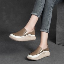 Prosekor 여성 가죽 플랫슈즈 소프트 가죽 슈즈 캐주얼화
