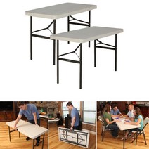 라이프타임 다목적 직사각 테이블122cm 2PK 회의 야외 캠핑 실내 실외 다용도 접이식, 단품