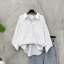 [행복여] 사선 커프스 원포켓 루즈핏 셔츠 남방