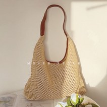 봄 여름 니트백 숄더백 호보백 복고풍 짠 토트백 수제 라탄 밀짚 가방 대용량 크로스 비치백 바캉스 해변룩 코디