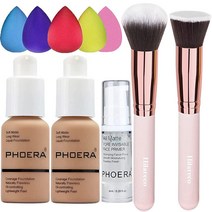 [정품] 2팩 PHOERA 파운데이션 샌드 105 및 페이스 프라이머 리퀴드 풀 커버리지, 105 Sand