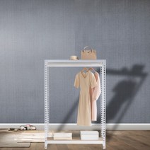 드레스룸행거 시스템옷장 선반2단 행거1봉 500 x 400 x 2100, 화이트