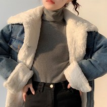여성 점퍼 청재킷 여신 퍼카라 기모데님자켓 여자 덤블 안감 데님무스탕