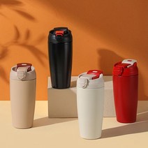 316 스테인리스 휴대용 빨대 텀블러 보온보냉 진공 투썸텀블러, 500ml, 카키