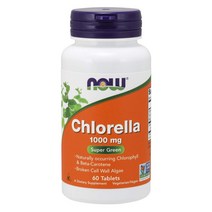 Now Foods Chlorella 나우푸드 클로렐라 슈퍼 그린 1000mg 60 정, 1개, 기본
