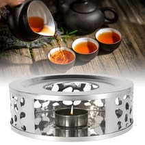 새로운 스테인레스 스틸 주전자 홀더 따뜻한 중공 프레임 촛불 라운드스 가정용 경량 휴대용 커피 우유 차 히터, 하나, 1개