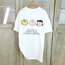 스누피 캐릭터 친구들 프린팅 루즈핏 반팔티셔츠