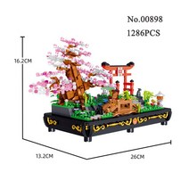 레고 꽃 화분 분재 MOC 블럭2022 미니 빌딩 블록 시뮬레이션 공장 소나무 벚꽃 화분 모델 DIY 꽃 분재 조립, 01 898 No Box