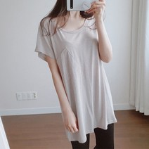 나날샵 초특가! 비타민) 빅사이즈반팔티 빅사이즈여성의류 빅사이즈티셔츠 루즈핏 롱티 박스티 반팔티 임부복 반팔 티셔츠