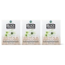 Amazing Herbs 블랙 씨드 비누 - 100% 순수 냉압착 쿠민 오일 천연 성분 색상 염료 및 향 없음 오트밀 꿀 비누 120.5g(4.25온스) (3팩)