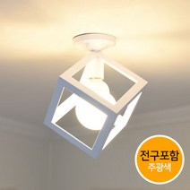 조명프라자 큐브 직부등, 화이트+LED볼구 주광색