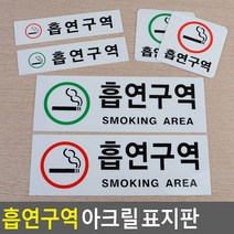 흡연구역 아크릴 표지판 안내표지판 표찰 안내판 표지판 흡연실안내판 아크릴표지판 흡연구역, 가로빨강소