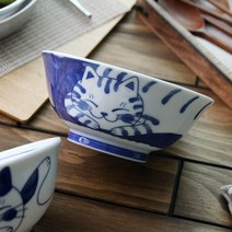 다온아토 시원한 면요리와 어울리는 감성 도자기 면기, 1p, 04_블루네코 키즈면기 [도라네코]