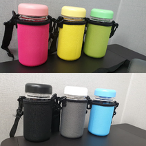 물통 크로스백 미니 350ml 물병 파우치 생수가방 네오플랜 텀블러 어깨끈, 핑크