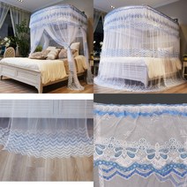 요비월드 캐노피모기장 120X200CM 블루 모기장캐노피 사각방충망 침대방충망