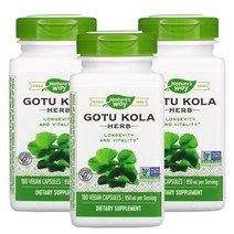[3개세트] 네이처스 웨이 고투콜라 허브 475mg 180베지캡슐 병풀추출물 센텔라 아시아티카 Gotu Kola