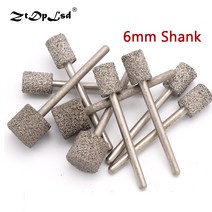 3MM 생크 그릿 46 브레이징 다이아몬드 그라인딩 헤드 1 개 원통형 옥 필링 플랫 턱 스톤 조각 조각 도구, 01 Grit 46_06 3x10mm