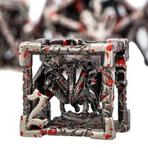 ARUOHHA Hollow DND 금속 주사위 세트 던전 앤 드래곤 블랙 레드 D 및 DD RPG 롤 플레잉 게임 다면체 선물 상자 포함 D20 D12 D10 D8 D6 D4 US, Blood Apatter
