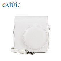 호환 카메라 케이스 카메라가방 Caiul-후지 필름 인스탁스 미니 7 + / 7S 즉석 PU 가죽 보호 가방 및 스트랩, 01 White