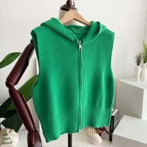 메이룸 조끼후드 귀여운 후드 지퍼 니트 조끼 베스트