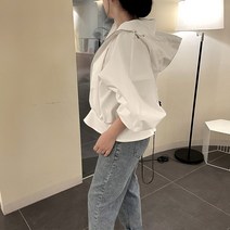 [비비애르] 보웬 프릴 후드 숏 야상 점퍼 스트링 밴딩 여름 여자야상점퍼 바람막이