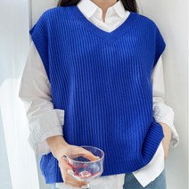 30대여성 오피스룩 브이넥 골지 니트 베스트 여성조끼 캐주얼룩 조끼코디