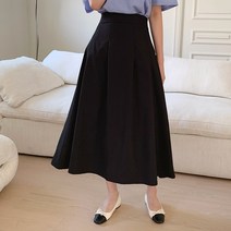 퍼니걸스 6243 뒷밴딩 무지 핀턱 플레어 주름 롱 스커트 여성의류