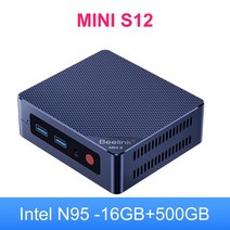 Beelink미니PC인텔알더레이크N95 데스크톱S12컴퓨터 세대윈11 8GBDDR4SSD 와이파이5BT1000M, 02S1216G500G