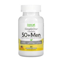 Super Nutrition SimplyOne 50세 이상 남성용 종합비타민 + 보조 허브 와일드 베리 츄어블 90정옵션확인필수