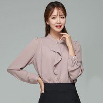 스무날 진주프릴 긴팔 블라우스 오피스룩 면접블라우스 유니폼 승무원