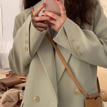 승무원면접복 여자면접복장 아나운서자켓 정장 코트 봄과 가을 더블 브레스트 그린 정장