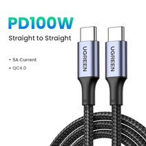 UGREEN-PD100W USB C to C 타입 고속 충전 케이블 샤오미 삼성 맥북 아이패드 5A 휴대폰 코드, CHINA, 100W Metal Grey, 2m