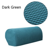 2PCS/ New Stretchy Premium Fit Chair Sofa Armrest Covers Fleece Couch Arm Protector, 11 dark green