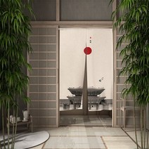 중문커튼 방풍 비닐 커튼 자석형 방한문 중문일본 노렌 출입구 문 커튼 중국 전통 잉크 그림 매화 이자카야, 16 CLX00305_08 95x180cm