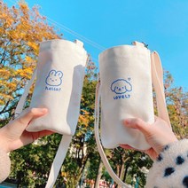 컵슬리브 텀블러가방 텀블러손잡이 패브릭컵홀더 텀블러주머니 드링크백 커피캐리어 커피홀더 테이크아웃컵홀더 물병가방 휴대용컵홀더 에코컵홀더 캔버스 미니에코백, 쿠팡1 1에코드링크백-강아지