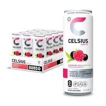 CELSIUS 라즈베리 아사이 녹차 기능성 에센셜 에너지 드링크 12 Fl Oz12팩, [04] 12 Fl Oz(24개들이 팩), [04] 복숭아 망고 녹차