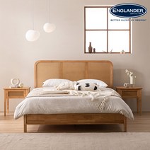 잉글랜더 발리 라탄 고무나무 원목 침대(Sweet Slumber 스탠다드 필로우탑 매트-Q), 프레임(내츄럴원목)+매트(BG)