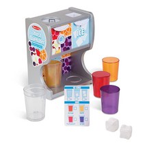 Melissa & Doug 음료 디스펜서 제조기 장난감 나무 재질 목재 주방 놀이 - 컵 주스 인서트 아이스 큐브 포함 (10개입) 195411
