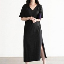 ZEW710838와이드 트임 LKO550 포켓 사이드 원피스 반팔 브이넥 3컬러