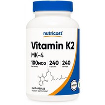 뉴트리코스트 비타민 K2 100mcg MK4 효능 240캡슐, 1병, 1개, 240개
