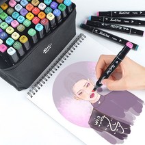 디자인 홈 아트 마카펜 60색 케이스 세트 터치필 일러스트 미술 트윈 드로잉펜, 마카펜60색+케이스세트