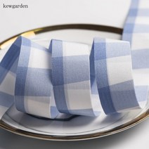 Kewgarden 격자 무늬 폴리 에스터 새틴 리본 1.5 