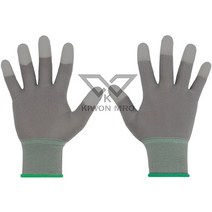 기원 PU-TOP 손가락 코팅 폴리 장갑 회색 M 100켤레