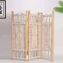 제사병풍 미니 벽꾸미기 모란병풍 가리막 보헤미안 손으로 짠 단단한 나무 작은 화면 사진 장식 화면 일본과 한국 장식품 등나무 밧줄 장식, 원목색