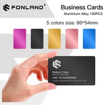 레이저커팅기 아크릴 나무 가죽 각인기 기계 FONLAND 100 개/몫 비즈니스 이름 카드 여러 가지 빛깔의 알루미늄 합금 금속 시트 테스트 재료 레이저 마킹, [04] black, [01] 54x86x0.2mm