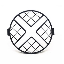 7인치 범용 오토바이 헤드 라이트 램프 커버 보호대 할리 데이비슨 메쉬 마스크 빈티지 그릴 사이드 장착, 01 X Style