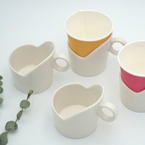 이천 도자기 하트 종이컵 홀더 + 패브릭 컵받침대, 컵홀더 1개 + 패브릭 컵받침 1p