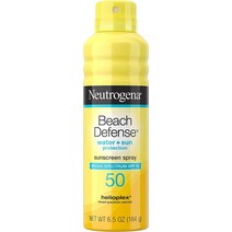 Neutrogena 비치 디펜스 선크림 스프레이 SPF 50 속건성 방수 자외선 차단 옥시벤존 프 184g 1개, 7개