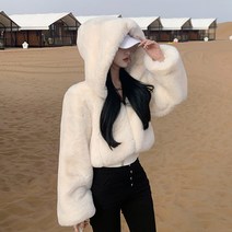 대박난박양 후드 밍크 크롭 점퍼