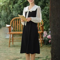 넷투넷코리아 여성 블라우스 레이어드 롱 원피스 캐주얼 하객룩